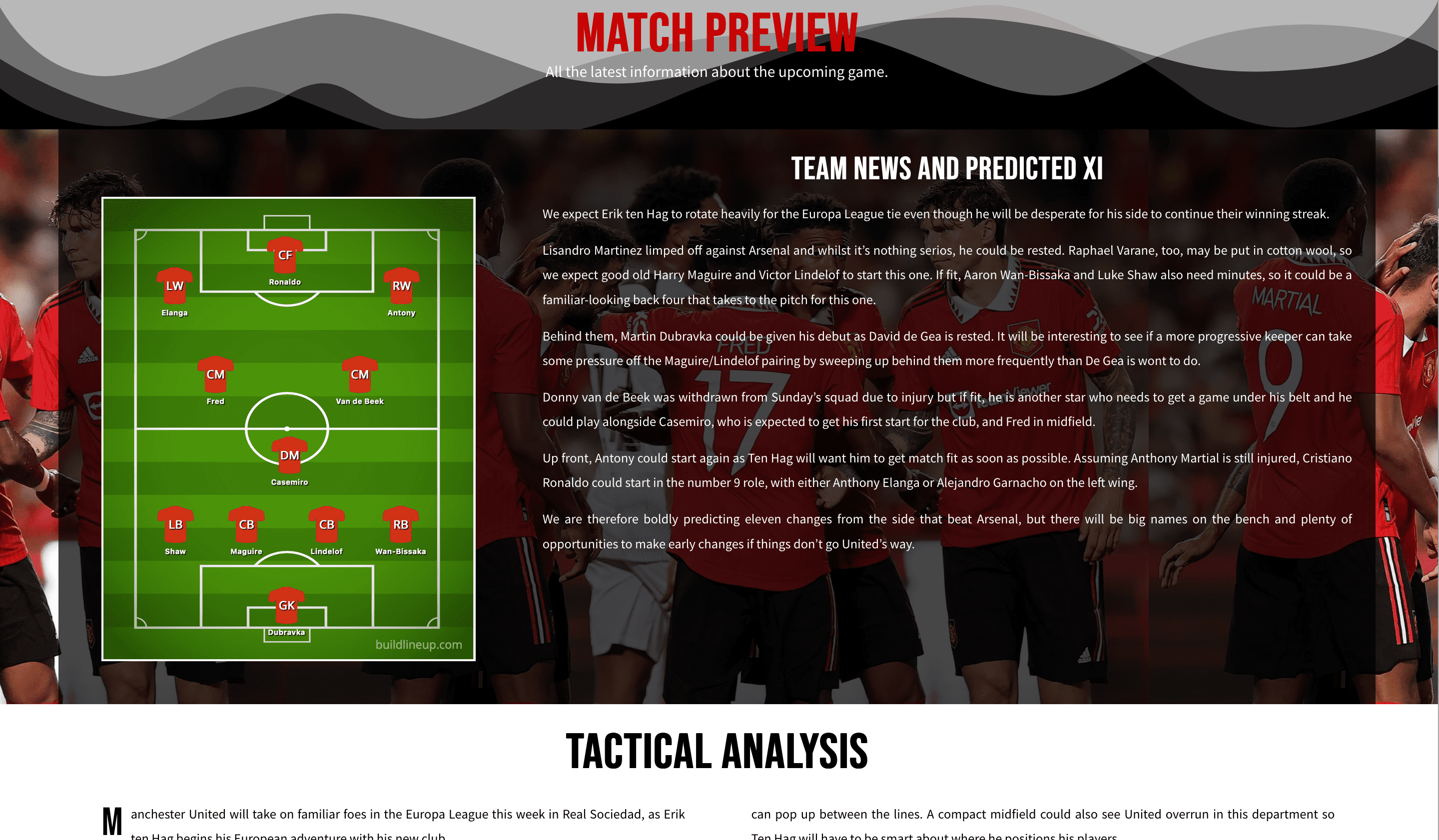 Injury News and Tactical Analysis